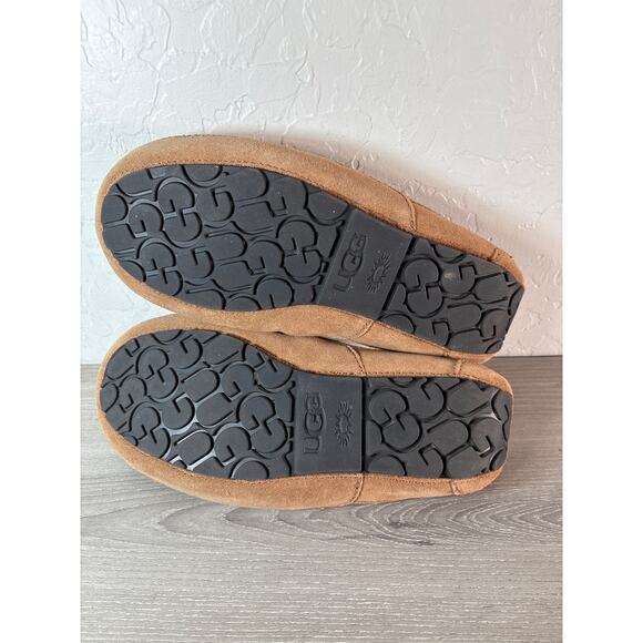 UGG Ascot Mens Slippers Loafer Size 10 Chestnut Suede Sheepskin Slip On - Picture 7 of 8